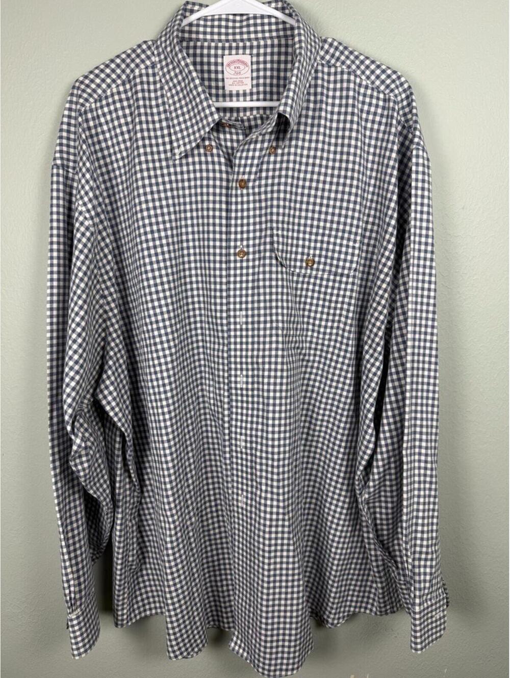 Brooks Brothers Original Polo Shirt Blue Gingham Button Down Men's XXL Non-Iron